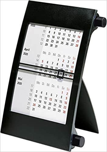 rido/idé 703800090 三月桌面日历，1 页 = 3 个月，110 x 183 毫米，塑料框架带黑色旋转按钮，2019 年日历