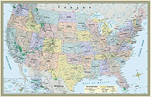 美国地图海报(81.28 x 127 厘米) - 层压: - 快速学习参考